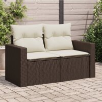 vidaXL Gartensofa mit Kissen 2-Sitzer Braun Poly Rattan