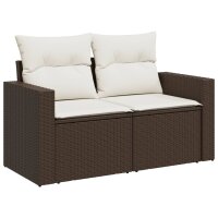 vidaXL Gartensofa mit Kissen 2-Sitzer Braun Poly Rattan