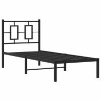 vidaXL Bettgestell mit Kopfteil Metall Schwarz 75x190 cm