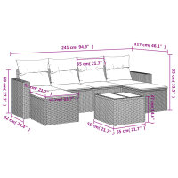 vidaXL 7-tlg. Garten-Sofagarnitur mit Kissen Schwarz Poly Rattan