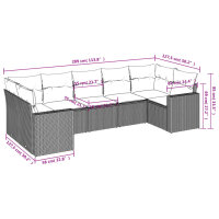 vidaXL 7-tlg. Garten-Sofagarnitur mit Kissen Braun Poly Rattan