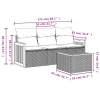 vidaXL 4-tlg. Garten-Sofagarnitur mit Kissen Schwarz Poly Rattan