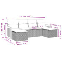 vidaXL 6-tlg. Garten-Sofagarnitur mit Kissen Schwarz Poly Rattan