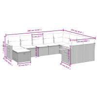 vidaXL 10-tlg. Garten-Sofagarnitur mit Kissen Schwarz Poly Rattan