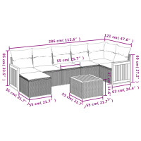 vidaXL 8-tlg. Garten-Sofagarnitur mit Kissen Schwarz Poly Rattan