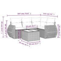 vidaXL 5-tlg. Garten-Sofagarnitur mit Kissen Schwarz Poly Rattan