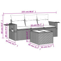 vidaXL 4-tlg. Garten-Sofagarnitur mit Kissen Schwarz Poly Rattan