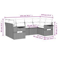 vidaXL 6-tlg. Garten-Sofagarnitur mit Kissen Schwarz Poly Rattan