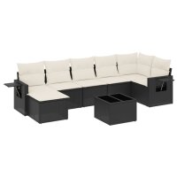 vidaXL 8-tlg. Garten-Sofagarnitur mit Kissen Schwarz Poly Rattan