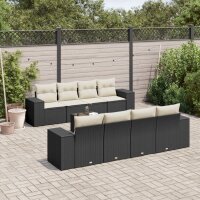 vidaXL 9-tlg. Garten-Sofagarnitur mit Kissen Schwarz Poly Rattan