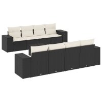 vidaXL 9-tlg. Garten-Sofagarnitur mit Kissen Schwarz Poly Rattan