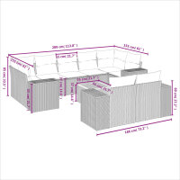 vidaXL 10-tlg. Garten-Sofagarnitur mit Kissen Schwarz Poly Rattan