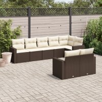 vidaXL 8-tlg. Garten-Sofagarnitur mit Kissen Braun Poly Rattan