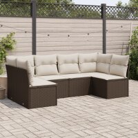 vidaXL 6-tlg. Garten-Sofagarnitur mit Kissen Braun Poly Rattan