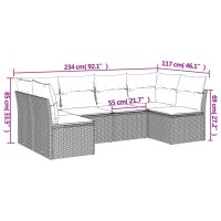 vidaXL 6-tlg. Garten-Sofagarnitur mit Kissen Braun Poly Rattan