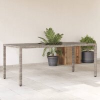 vidaXL Gartentisch mit Glasplatte Grau 190x90x75 cm Poly Rattan