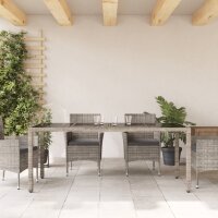 vidaXL Gartentisch mit Glasplatte Grau 190x90x75 cm Poly Rattan