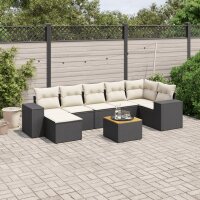 vidaXL 8-tlg. Garten-Sofagarnitur mit Kissen Schwarz Poly Rattan