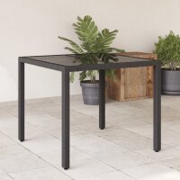 vidaXL Gartentisch mit Glasplatte Schwarz 90x90x75 cm Poly Rattan