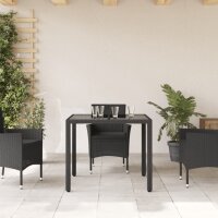 vidaXL Gartentisch mit Glasplatte Schwarz 90x90x75 cm Poly Rattan