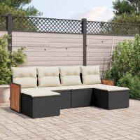 vidaXL 6-tlg. Garten-Sofagarnitur mit Kissen Schwarz Poly...