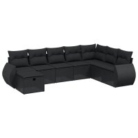 vidaXL 8-tlg. Garten-Sofagarnitur mit Kissen Schwarz Poly Rattan