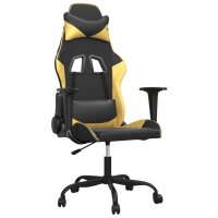 vidaXL Gaming-Stuhl mit Massagefunktion Schwarz &amp; Golden Kunstleder