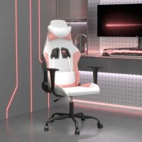 vidaXL Gaming-Stuhl mit Massagefunktion Wei&szlig; und Rosa Kunstleder