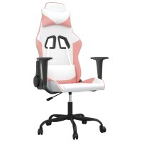 vidaXL Gaming-Stuhl mit Massagefunktion Wei&szlig; und Rosa Kunstleder