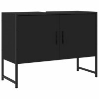 vidaXL Waschbeckenunterschrank Schwarz 80x33x60 cm Holzwerkstoff