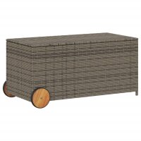 vidaXL Gartentruhe mit Rollen Grau 190L Poly Rattan