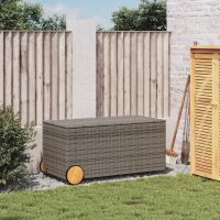 vidaXL Gartentruhe mit Rollen Grau 190L Poly Rattan