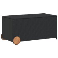 vidaXL Gartentruhe mit Rollen Schwarz 190L Poly Rattan