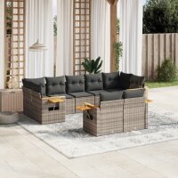 vidaXL 9-tlg. Garten-Sofagarnitur mit Kissen Grau Poly Rattan