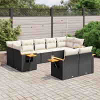 vidaXL 9-tlg. Garten-Sofagarnitur mit Kissen Schwarz Poly Rattan