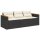 vidaXL Gartensofa mit Kissen 3-Sitzer Schwarz Poly Rattan