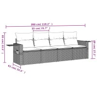 vidaXL 4-tlg. Garten-Sofagarnitur mit Kissen Braun Poly Rattan