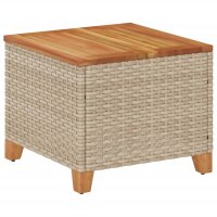 vidaXL Gartentisch Beige 45x45x37 cm Poly Rattan Akazienholz