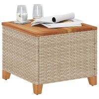 vidaXL Gartentisch Beige 45x45x37 cm Poly Rattan Akazienholz