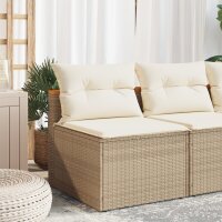 vidaXL Gartensofas ohne Armlehnen mit Kissen 2 Stk. Beige Poly Rattan