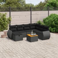 vidaXL 8-tlg. Garten-Sofagarnitur mit Kissen Schwarz Poly Rattan