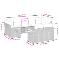 vidaXL 9-tlg. Garten-Sofagarnitur mit Kissen Schwarz Poly Rattan