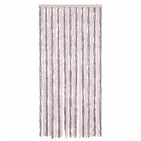 vidaXL Fliegenvorhang Silbergrau und Rosa 56x200 cm Chenille