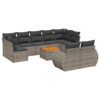 vidaXL 10-tlg. Garten-Sofagarnitur mit Kissen Grau Poly...