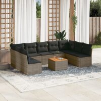 vidaXL 10-tlg. Garten-Sofagarnitur mit Kissen Grau Poly...