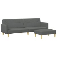 vidaXL Schlafsofa 2-Sitzer mit Fußhocker Dunkelgrau...