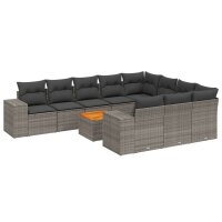 vidaXL 11-tlg. Garten-Sofagarnitur mit Kissen Grau Poly...