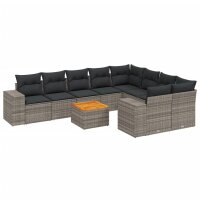 vidaXL 10-tlg. Garten-Sofagarnitur mit Kissen Grau Poly...