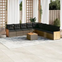 vidaXL 10-tlg. Garten-Sofagarnitur mit Kissen Grau Poly...