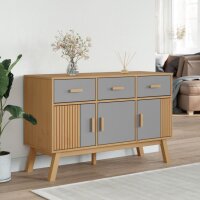 vidaXL Sideboard OLDEN Grau und Braun 114x43x73,5 cm Massivholz Kiefer